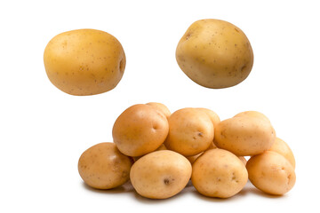 A group of fresh tasty potato isolated on white background.