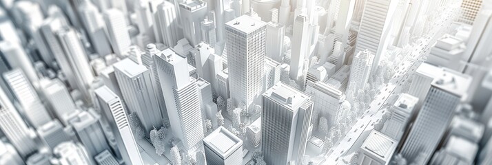 Conceptual White Architectural Model of a Modern Urban Skyline