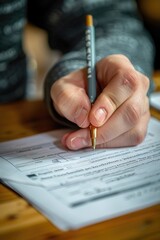 Paperwork in Progress: Close-Up of Writing on Application Form