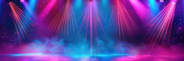 Vivid Stage Background with Theatrical Lights - obrazy, fototapety, plakaty