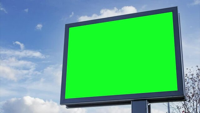 Billboard mockup video, green screen chroma key, zoom in out camera effect