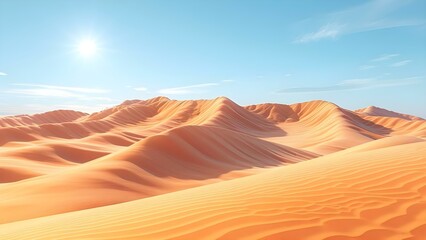 Fototapeta na wymiar Desert landscape dunes sand oasis camels heat nomads wilderness sun mirage. Concept Desert Landscape, Dunes, Sand, Oasis, Camels, Heat, Nomads, Wilderness, Sun, Mirage