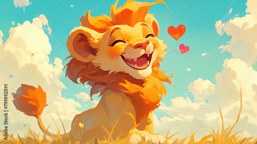 Poster A charming and endearing lion character with a sweet demeanor