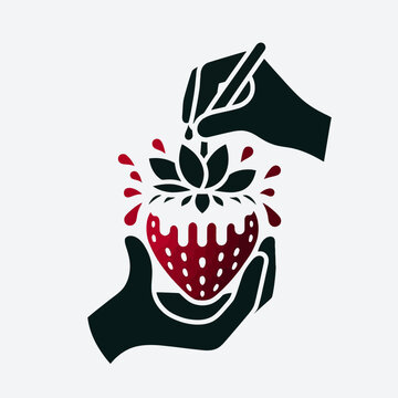 recommend clip art: Strawberry silhouette vector illustration White Background