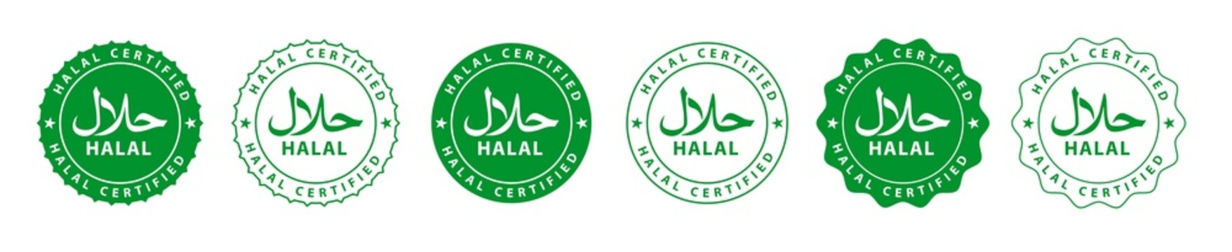 Halal food certified icon set. Halal food labels Icon. Halal icon, Vector illustration set. EPS