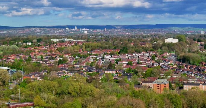 Aerial video of Heywood and Middleton area filmed from Heaton Park