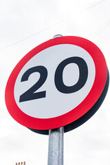 Road signs indicating the new 20 MPH speed limit in residential area's in Wales, UK