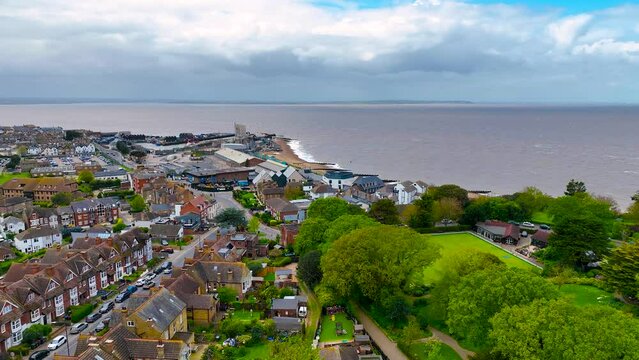 Aerial view of Whitstable, a town  on the north coast of Kent in Britain, UK
