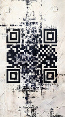 Close-up view of a Black and White QR Code against a Light Background