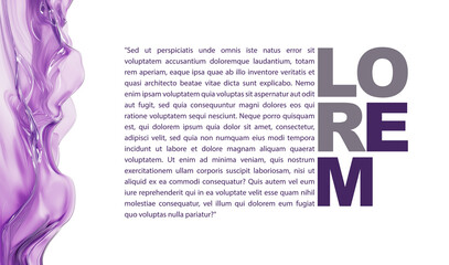 Brochure empty page template with abstract purple violet color waves on side. Generative AI