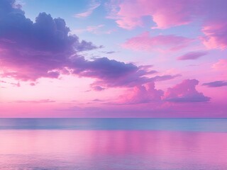 Fototapeta na wymiar The natural beauty of the pink sky and blue sea
