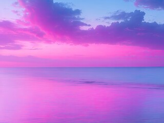 Fototapeta na wymiar The natural beauty of the pink sky and blue sea