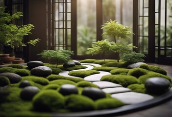Garden Minimal Mockup Interior Elegant Zen Modern