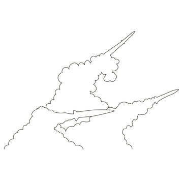 recommend clip art: 発射されたミサイルのイラストのシンプルな線画　ベクター
