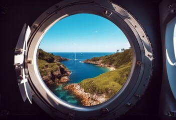 'island porthole window ship metal marin screw boat sky yacht'