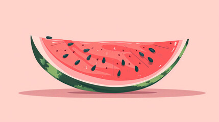 slice of watermelon on soft pink background, summer season fresh fruit