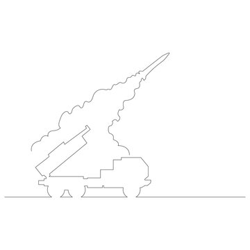 recommend clip art: 発射台から放たれたミサイルのイラストのシンプルな線画　ベクター