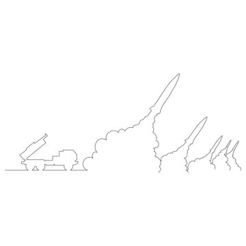 recommend clip art: 発射台から放たれたミサイルのイラストのシンプルな線画　ベクター
