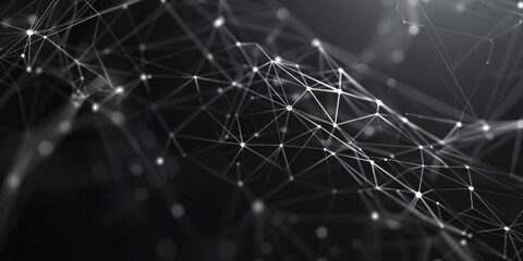 Obraz premium Lines and dots forming a mesh. Depth of field settings. Background for communications, technology, science, computer networks