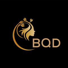 BQD letter logo. best beauty icon for parlor and saloon yellow image on black background. BQD Monogram logo design for entrepreneur and business.	
