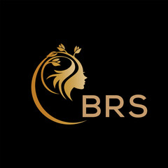 BRS letter logo. best beauty icon for parlor and saloon yellow image on black background. BRS Monogram logo design for entrepreneur and business.	
