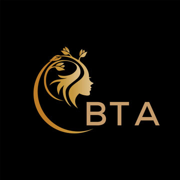 BTA letter logo. best beauty icon for parlor and saloon yellow image on black background. BTA Monogram logo design for entrepreneur and business.	
