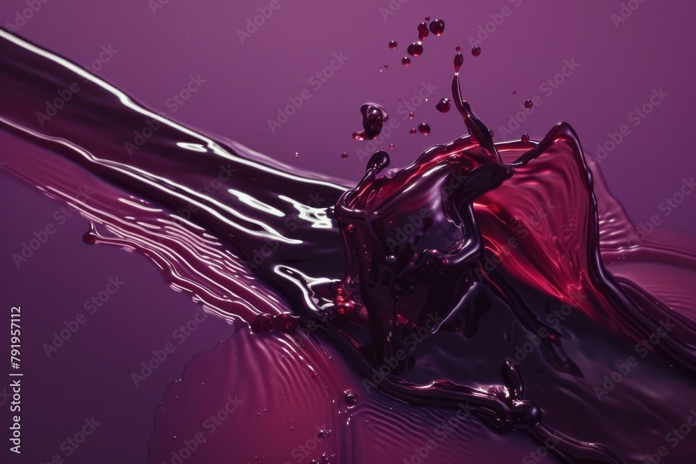 Poster artistic interpretation of fluid motion as a sculpture of red liquid captured against a contrasting 