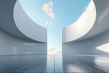 Obraz premium Concrete outdoor square building,Empty architectural background.