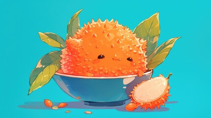 Gac fruit known for its vibrant color and superb health benefits sits alluringly in the mascot bowl like a sweet temptation for the money oriented