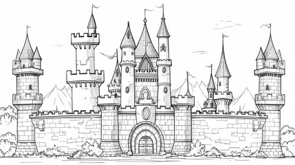 Obraz premium Fantasy elements: A mystical fairy tale castle, with turrets and towers