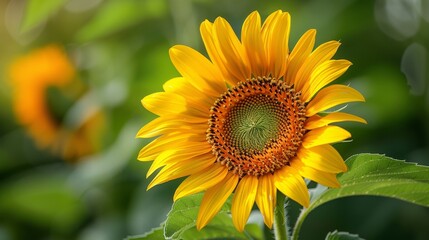 Obraz premium Flowers: A sunflower with its large, cheerful face and bright yellow petals