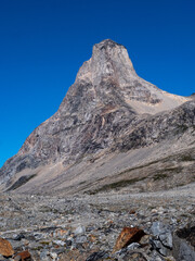 View of a peak of the Niialigaq mountain group.