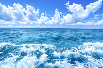 Beautiful blue ocean view on bright day