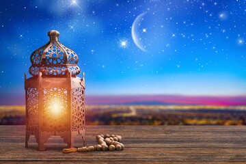 Ramadan lantern. Islamic greeting cards
