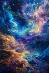 Obraz premium Celestial Harmony Oil Painting Capturing the Majesty of Cosmic Stars