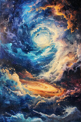 Celestial Harmony Oil Painting Capturing the Majesty of Cosmic Stars