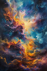 Celestial Harmony Oil Painting Capturing the Majesty of Cosmic Stars