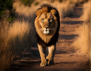 African Majesty: Male Lion in the Savannah