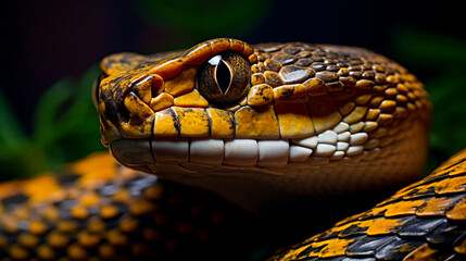 close up portrait of a red snake