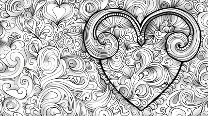 Paisley: A coloring book page featuring a paisley heart
