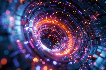 Deurstickers A spiral of lights and colors that looks like a tunnel © soysuwan123