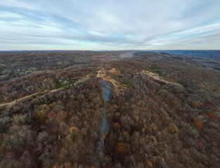Aerial landscape of scenery during Fall around abandoned coal town Centralia Pennsylvania