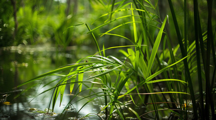 Calamus plant in its natural habitat, framed against a backdrop of lush vegetation, with each leaf  immersing viewers in the beauty of the natural world.