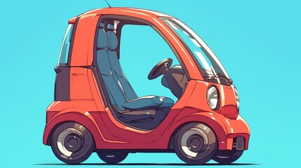 Naklejka premium A cartoon depicting the side view of a car