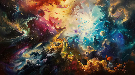 Obraz premium Cosmic Canvas An Oil Painting of the Universe