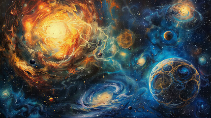 Fototapeta premium Cosmic Canvas An Oil Painting of the Universe