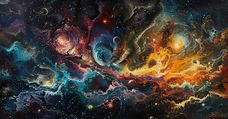 Fototapeta premium Cosmic Canvas An Oil Painting of the Universe