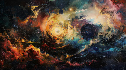 Obraz na płótnie Canvas Cosmic Canvas An Oil Painting of the Universe