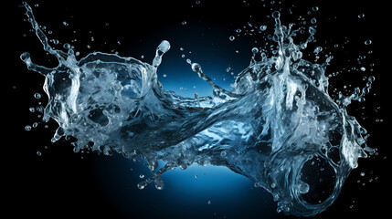 Water splash on dark blue background