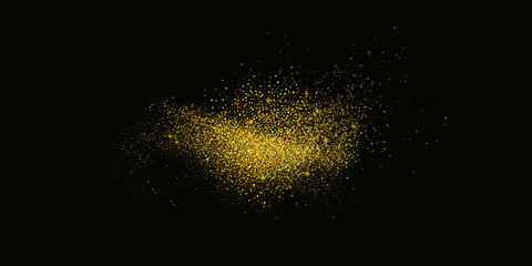 Fototapeta na wymiar Glittering stars with golden shimmering swirls, shiny glitter design. Magical motion, sparkling lines on a black background.